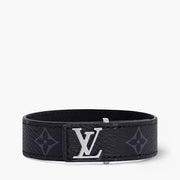 Bracelet LV en cuir noir