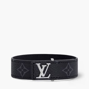 Bracelet LV en cuir noir