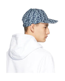 Casquette de baseball en tissu jacquard FF bleu et blanche