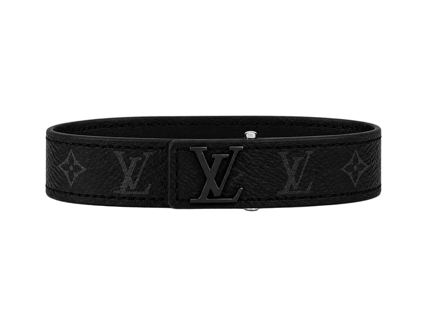 Bracelet LV en cuir noir