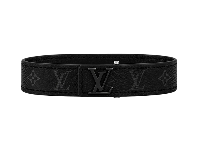 Bracelet LV en cuir noir