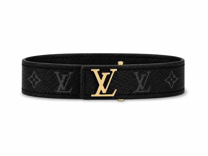 Bracelet LV en cuir noir et doré