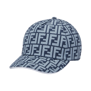Casquette de baseball en tissu jacquard FF bleu et blanche