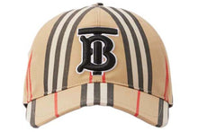 Casquette de baseball coton carreaux traditionnels monogramme beige