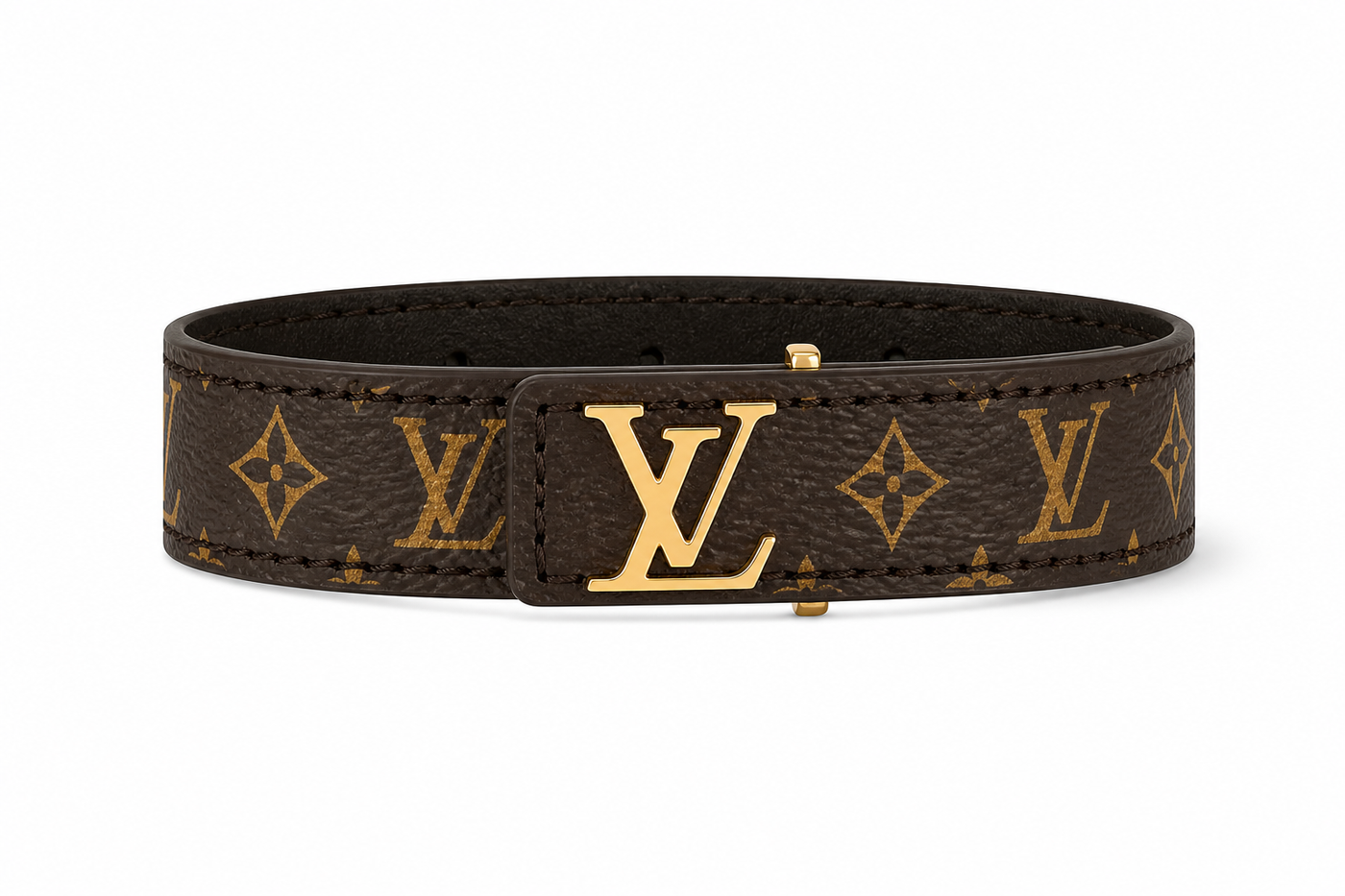 Bracelet LV en cuir marron